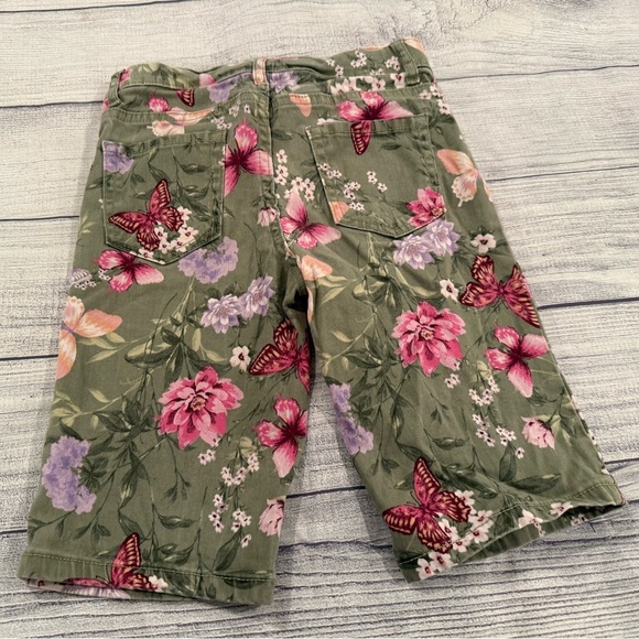 Place Olive Floral Butterfly girls Bermuda Shorts/size 10S - Picture 2 of 10